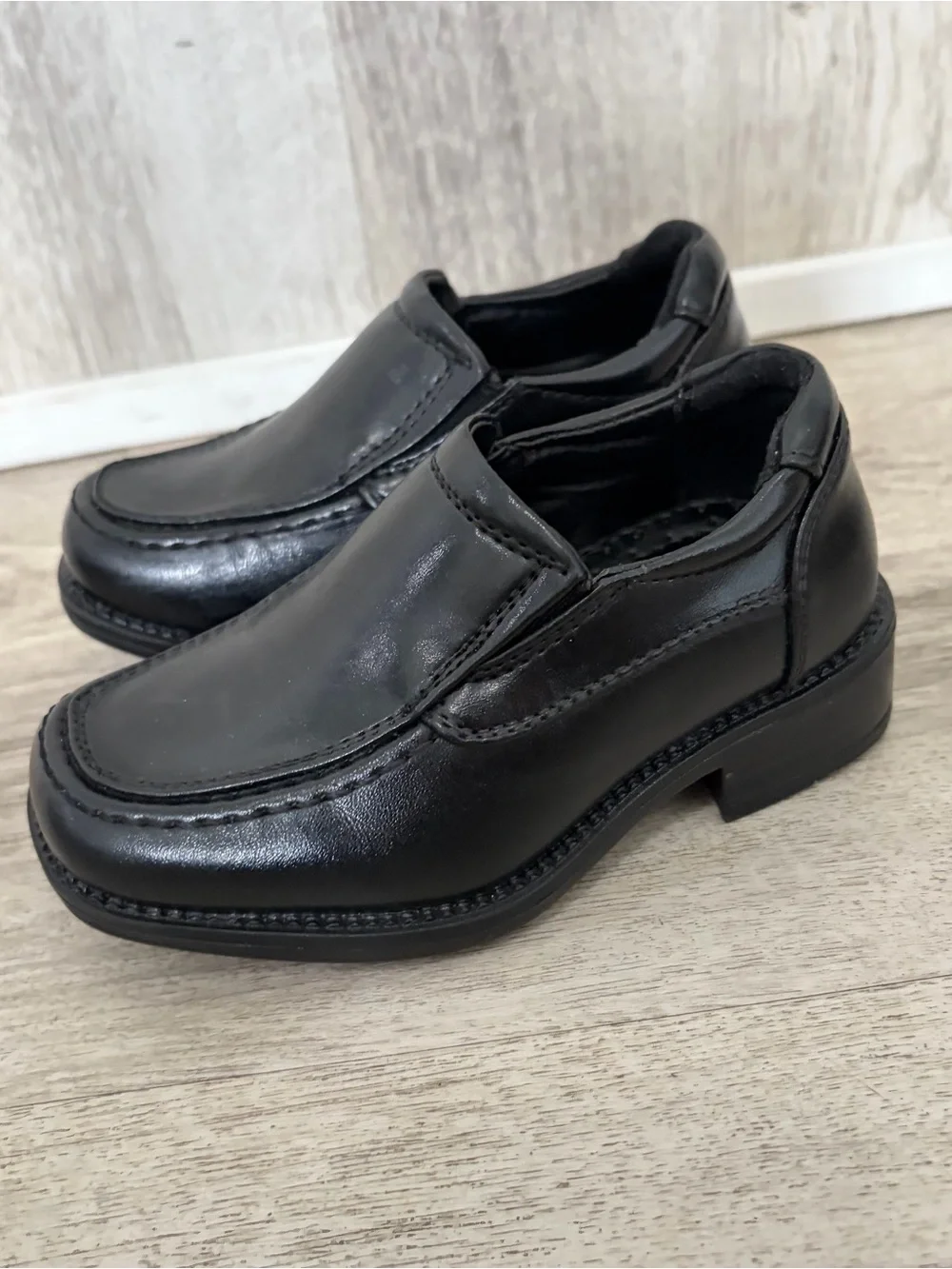 Robert David Boys Dress Shoes Loafers Size 6W Slip-on Black Formal Youth Wedding